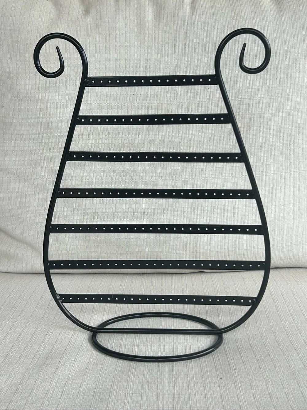 Black Metal Jewelry/Earring Organizer with Scroll Top